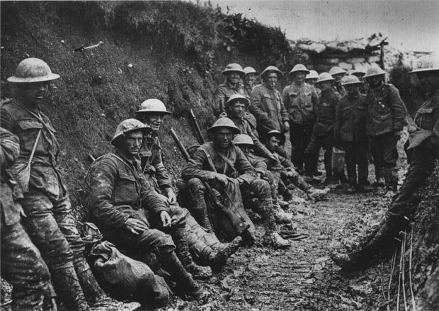 Soldiers during the Battle of the Somme in World War One. Many of them experienced "shell shock"