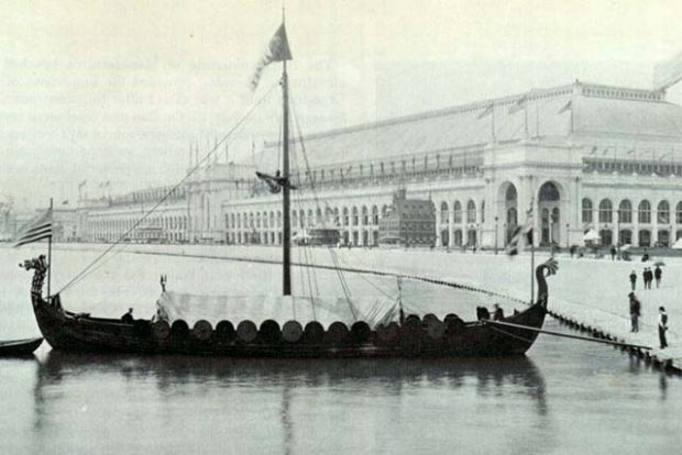 Gokstad ship replica Viking at the World's Columbian Exposition Chicago in 1893 (Wikipedia)