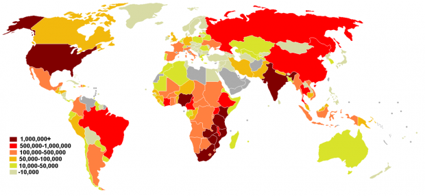 People living with HIV/Aids World Map (Wikipedia.org)